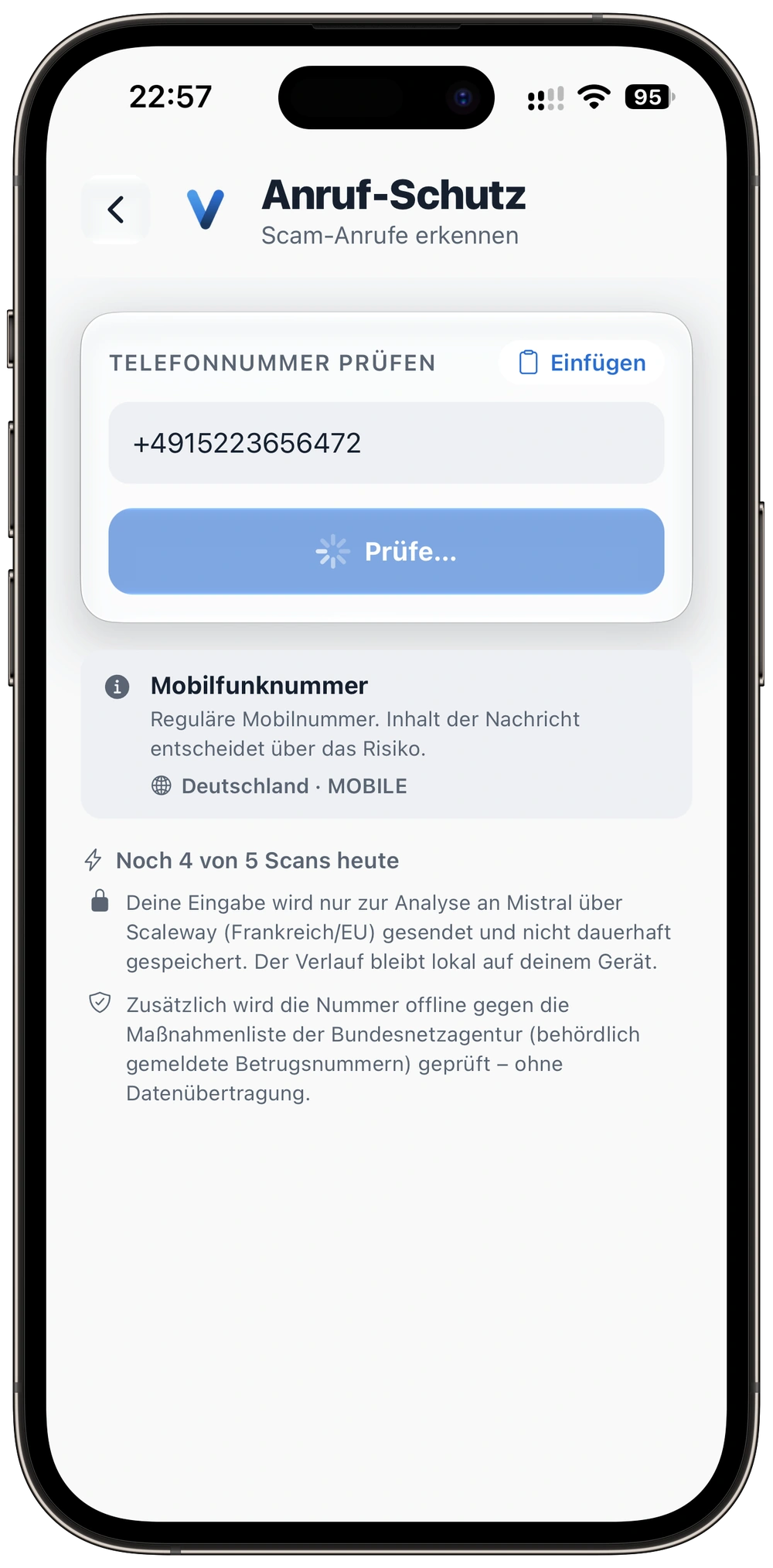 Schritt 2: VaultAI prüft die Nummer