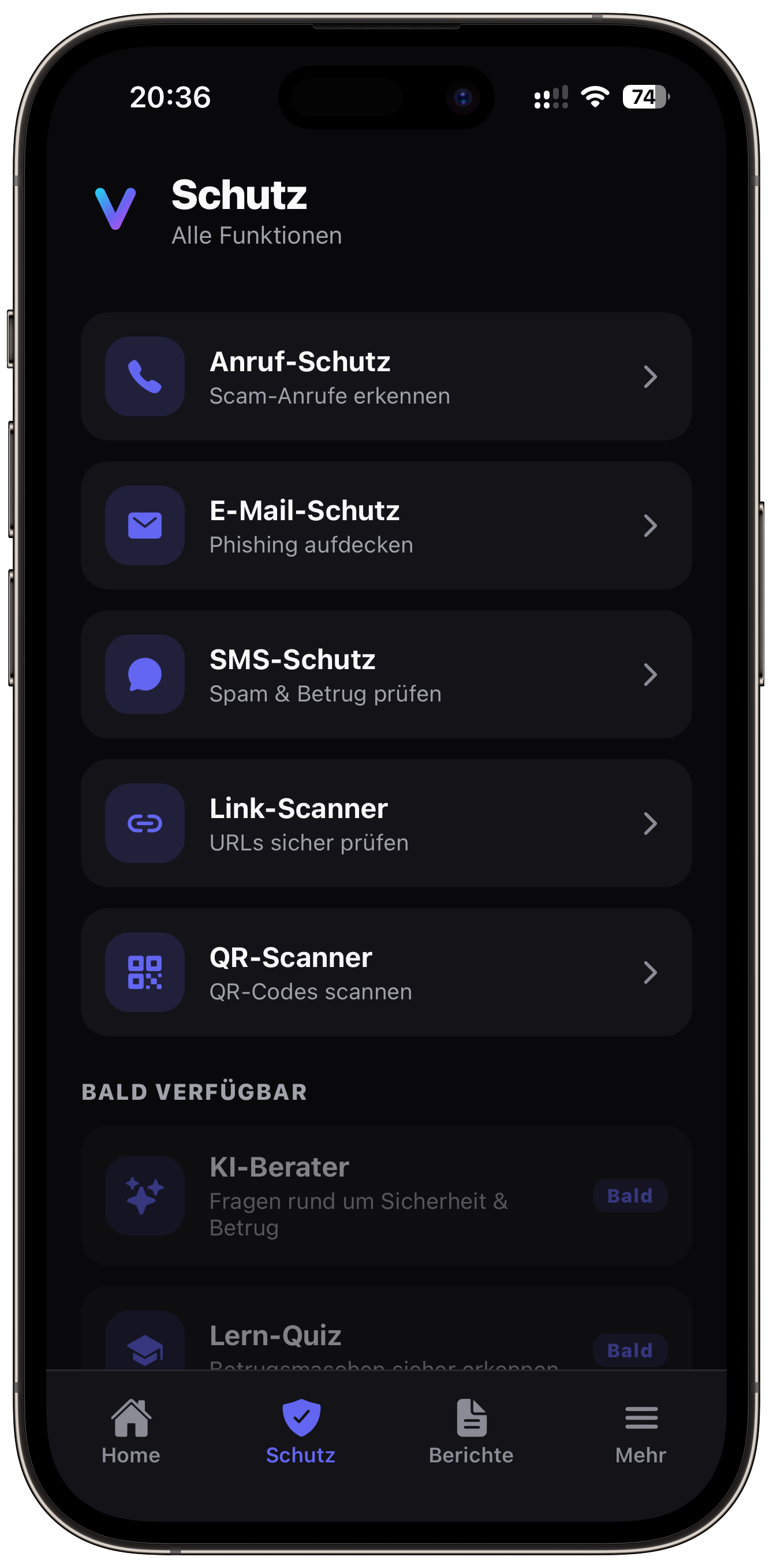 Übersicht aller fünf Scanner von VaultAI auf einem Bildschirm